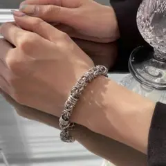 ★レディース ブレスレット ロープチェーン風 シルバー ヒップホップ