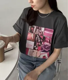 DISCOAT カラーフォトフロントプリントビッグ半袖Tシャツ