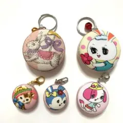 【セール品】くるみボタンキーホルダー　レトロアニマル