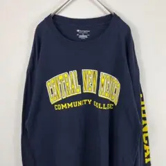 USA古着 champion チャンピオン カレッジ ロンT ネイビー