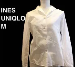 INES UNIQLOコラボ　刺繍シャツ　M　お花柄　アイボリー