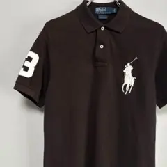 刺繍ロゴPOLO ポロ Ralph Laurenラルフローレン ポロシャツM茶白