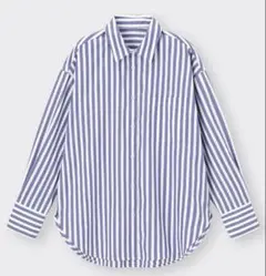 gu ストライプオーバーサイズシャツ　ブルー　XL