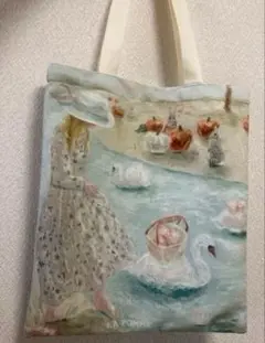 ラポミプチ　オイルプリント　油画柄　絵画　トートバッグ　タグ付き新品未使用