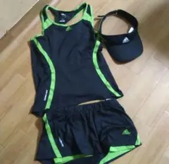 adidas スポーツウェアセット 黒/緑