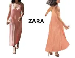 未使用　ZARA ザラ　プリーツワンピース チェーンストラップ　Ａライン