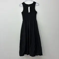 GU バブルヘムワンピース　ノースリーブ　ブラック　S コ45