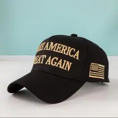 キャップ　黒×金　帽子　トランプ大統領　 刺繍　アメリカ