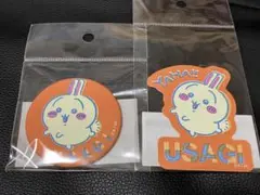 ちいかわ　レトロ印刷風　缶バッジ・ステッカー　うさぎ