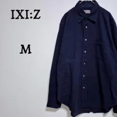 イクシーズ【IXI:Z】ネイビーワッフルコットンシャツ　メンズ　大きめサイズM