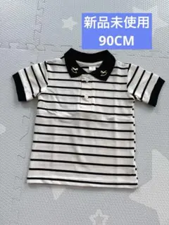 新品未使用　90CM cottoli コトリ　ストライプ 綿100 ポロシャツ