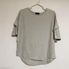 袖デザイン　カットソー　M グレージュ