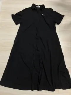 FILA 黒 ロングワンピース ポロシャツスタイル