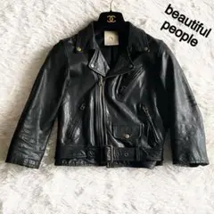 1 ビューティフルピープル ラムレザージャケット ライダース 黒