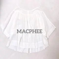 MACPHEE マカフィー　コットンブラウス　シアー　シルク混　ギャザー　ワイド