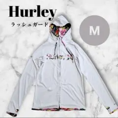 Hurley ラッシュガード M 白 花柄トロピカル UV対策 美品 プール