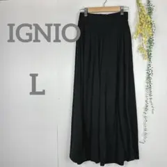 IGNIO イグニオ　ワイドパンツ　ウエストゴム　黒　天竺
