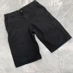 H&M ハーフパンツ 黒 シンプル コットン混 フロントボタン サイズ164