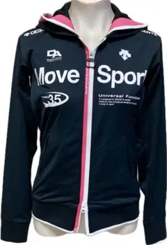 未使用☆デサントMove Sport　レディースフルジップパーカー黒ピンク白L☆