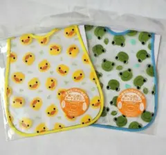 新品ベビー2WAYお食事エプロン アヒルとカエル柄
