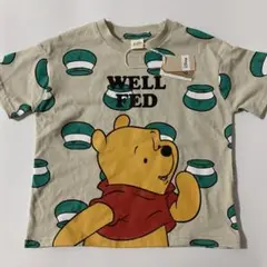 綿　100% くまのプーさん　はちみつ　グレージュ　オーバーサイズTシャツ　90