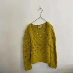 F0309　【JOCOMOMOLA】 長袖ニットトップス　40　イエロー