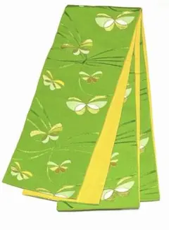 【美品】浴衣帯　半幅帯　蝶柄　片面総柄　金糸入り　約345cm×約15cm