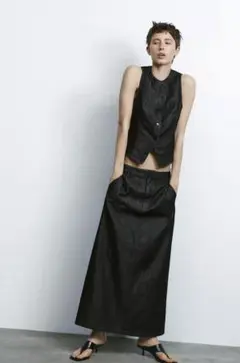 ZARA TRF デニムミディスカート