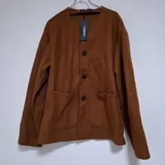 INCERUN 新品 ノーカラージャケット ブラウン サイズS