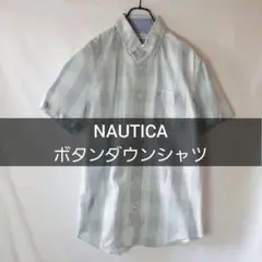 NAUTICA ボタンダウンシャツ チェック柄 Mサイズ ホワイト