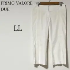 プリモヴァローレ ストレートパンツ 【LL】センタープレス クロップド丈 麻混