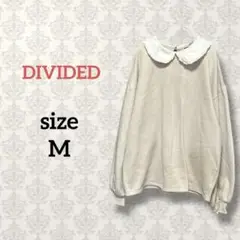 DIVIDED【M】襟付きトレーナー ベージュ 裏起毛 ストレッチ フェミニン