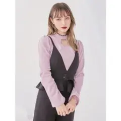 EATME フレアスリーブリブTOP ピンク
