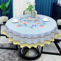 ビンテージ花柄テーブルクロス グレー110cmx110cm