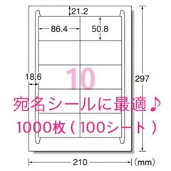 宛名シールに最適◇A4 10面ラベルシール 1000枚分◇使い易いカット入り