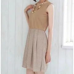 【美品】コムサイズム ノースリーブワンピース M ベージュ 上品 きれいめ　春夏