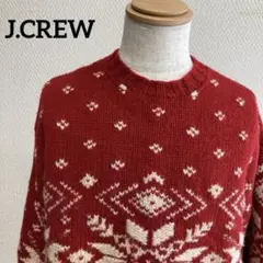 J.CREW 赤 雪の結晶模様 クルーネック ニット