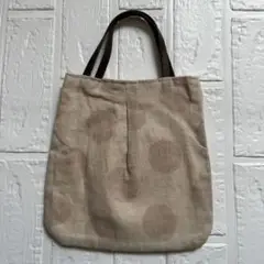 ベージュドットミニトートバッグ