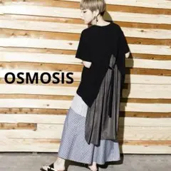 OSMOSIS バックレイヤードTシャツ 半袖　レイヤード　オーバーサイズ　黒