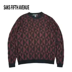イタリア製 SAKS FIFTH AVENUE ウール ニット 幾何学模様 L