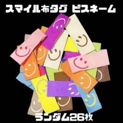 カラフル ニコニコ ランダム26枚 刺繍タグ 挟みタグ ワンポイントに♡