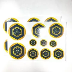 家紋ステッカー【亀甲に剣片喰】(2シート入り)Ｈタイプ =屋外仕様=