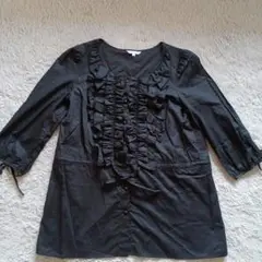 TO BE CHIC ブラックフリルシャツ 40