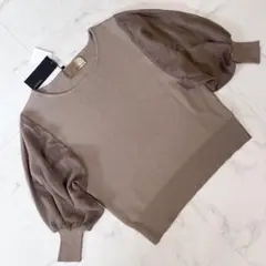 新品タグ付き poolstudioalivier シフォン袖ニットトップス