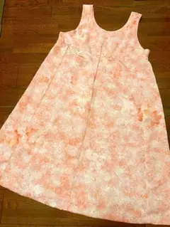 洗える着物リメイク♡もみじ柄ワンピース＊オレンジ＊ポリエステル＊化繊