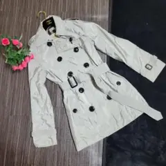 BURBERRY グレー サテン チェック トレンチコート ロング ジャケット