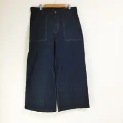 〈LARU〉デニム ワイドパンツ インディゴ 大きめ 3L