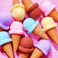 ☆1個30円 立体アイスクリーム お菓子 6個 デコパーツ ミニチュアA-245