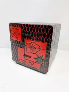 P609 鎌倉彫 小引き出し 2段 箪笥 漆器 梅 紅葉 桜 伝統工芸