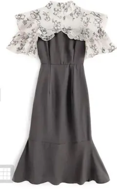 シアー花柄ショルダーオープンマーメイドワンピース[tu770] GRL